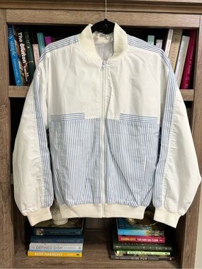 Christian Dior Monsieur Vintage Seersucker Bomber Jacket, Size S